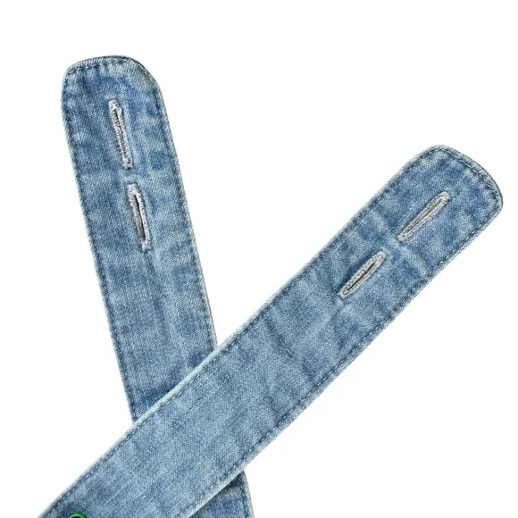 Hanna Andersson chambray denim jean jumper dress 140/10 rickrack blue yellow red - Picture 13 of 15